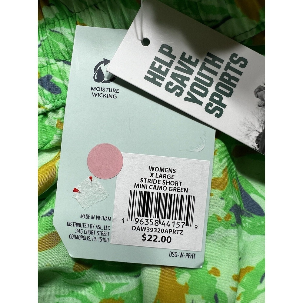 DSG Womens Mid Rise Stride Run Short Green Abstract‎ Print Athletic XL NWT - Picture 3 of 5